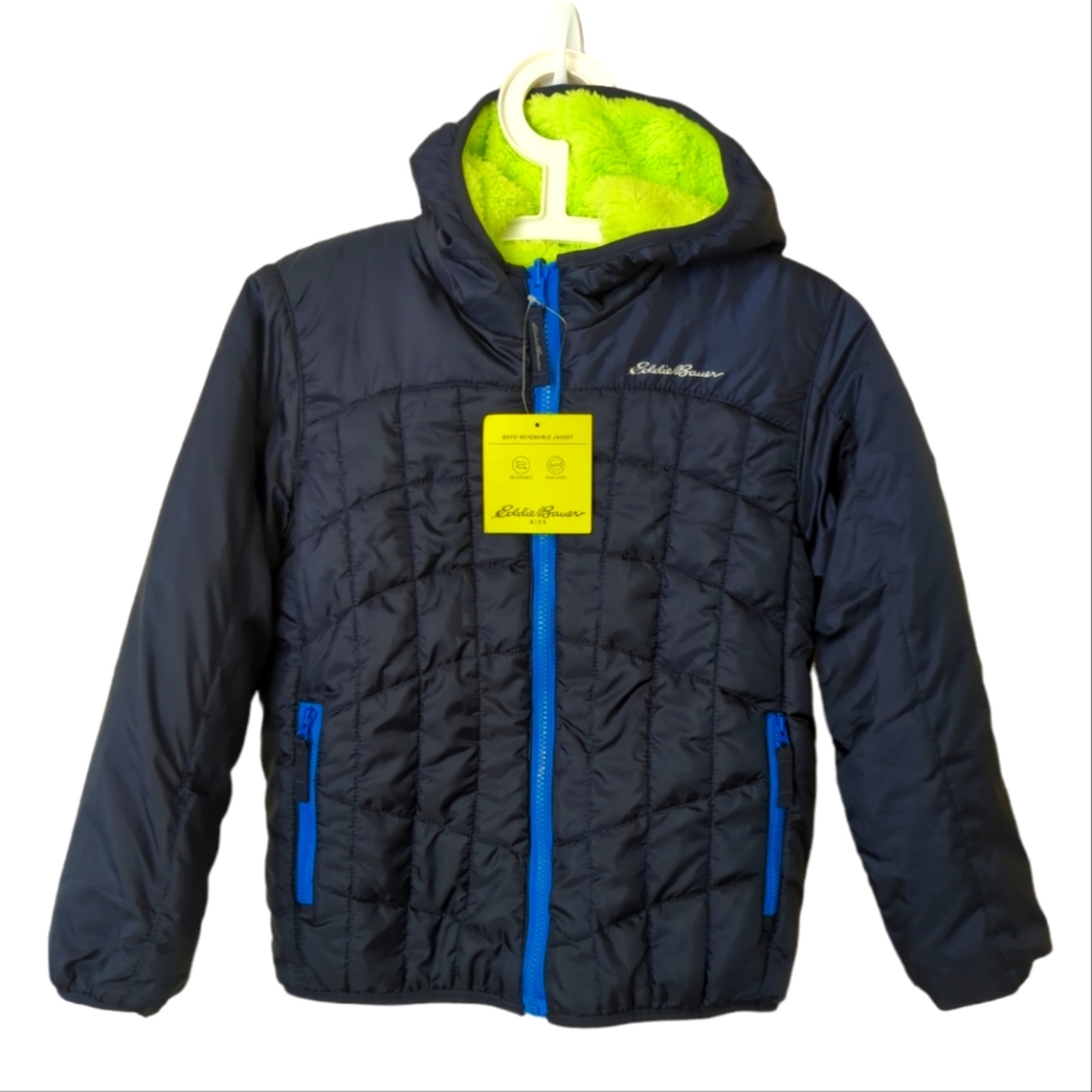 NWT Boys Eddie Bauer Reversible Insulated Jacket Sz 7/8